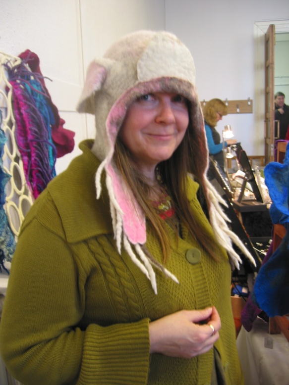 Tess in sheep hat